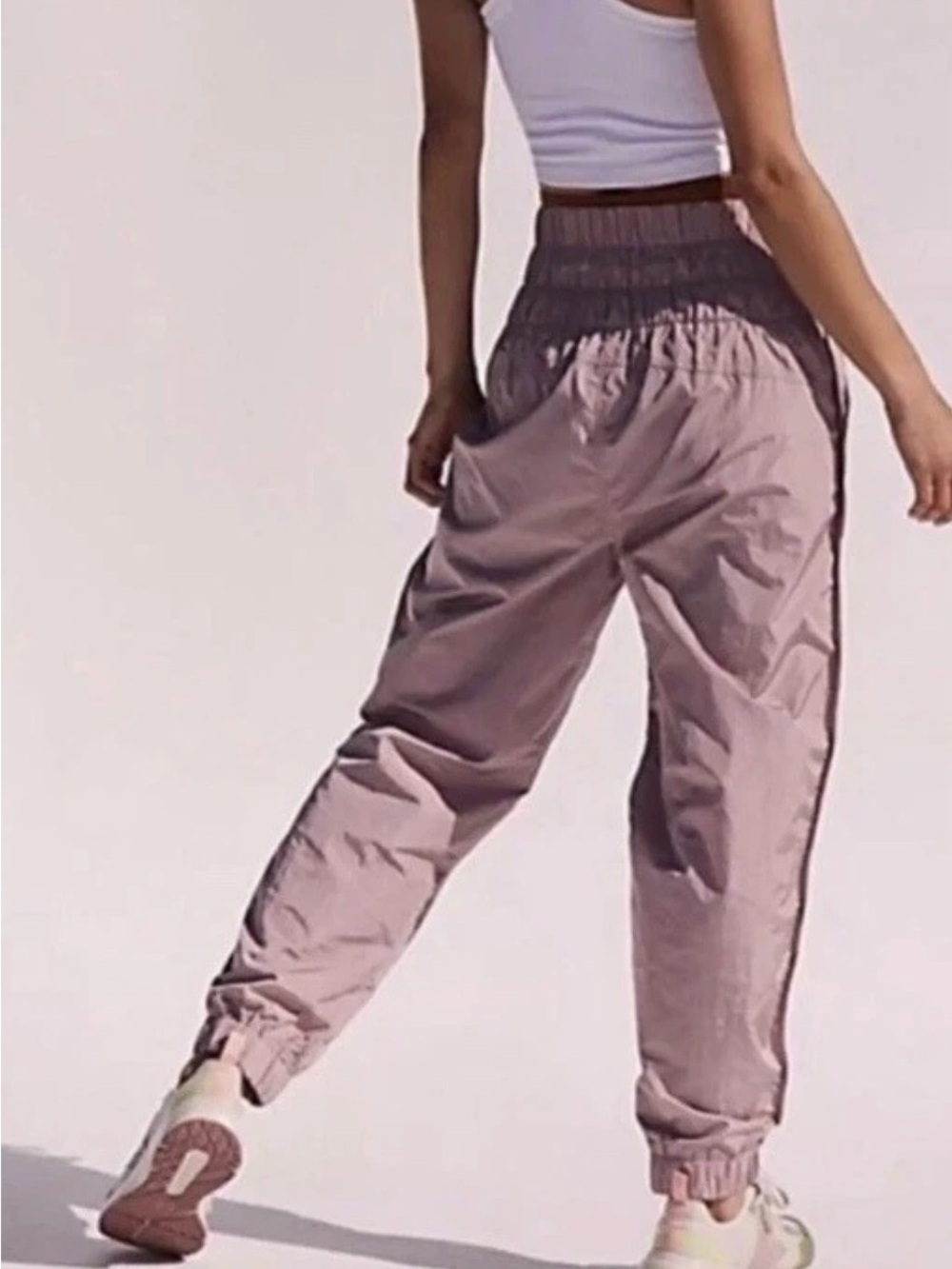 Free People Mauve Elastic Waist Track Joggers
